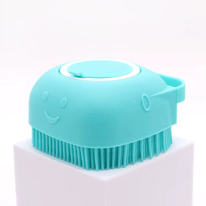 Soft Silicone Pet Cat Dog Grooming Massage Shampoo Bath Brush with Shampoo Container